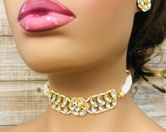 Kundan Choker with Pearl Studs: Indian Wedding Jewelry