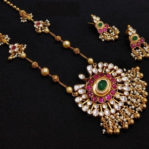 Rajwadi Ruby Kundan Necklace Sabyasachi necklace Bridal Jewelry Meenakari Necklace Kundan Ruby Statement Necklace  Indian Wedding Jewelry