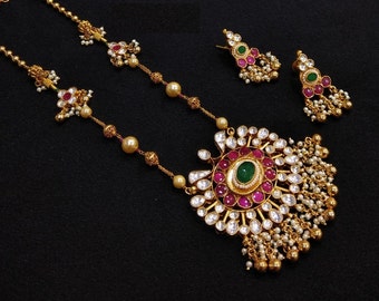 Rajwadi Ruby Kundan Necklace Sabyasachi necklace Bridal Jewelry Meenakari Necklace Kundan Ruby Statement Necklace  Indian Wedding Jewelry