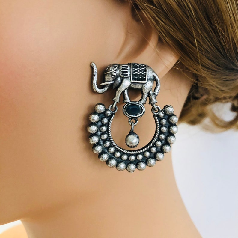 Silver Oxidized EarringsEthnic EarringsParty EarringGerman Silver EarringsSilver Oxidized EarringsIndian EarringsEthnicTribal Jewelry