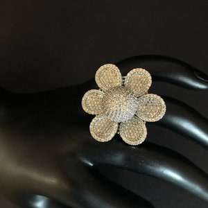 Silver CZ Cocktail Ring/ Rose Gold Cubic Zirconia Ring/ Bridal CZ Designer Statement Ring/ Indian Bollywood Trendy Party or Wedding Ring