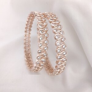Rose Gold CZ Bangles/ Silver CZ Bangles/ Indian Bangles/ Bollywood Bangles/ Cubic Zirconia Bangles/ AryaFashions/ Mixnmatch bangles/ CZ Kada