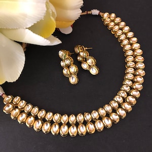Classic Kundan Necklace/Indian Kundan Jewelry/ Bridal Kundan Necklace/ Indian Bollywood Jewelry/Pakistani Traditional Jewelry/ AryaFashions
