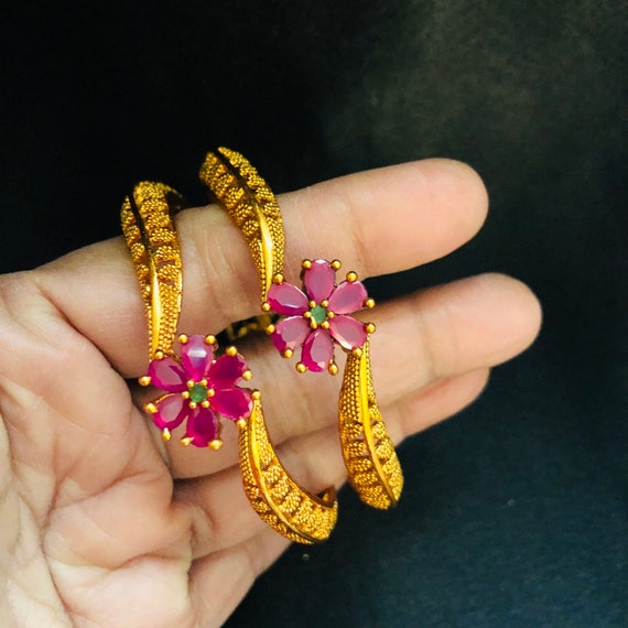Gold ruby bangles deals