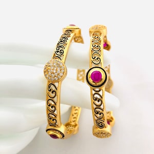 Kundan Ruby Bangles/Black Meenakari Bangles/2.4,2.6 CZ Ruby Bangles/Ruby Sabyasachi American Diamond Bangles/Mix n match bangles/CZ bangles