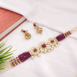 Kundan Choker/ Bridal Pacchi Kundan Choker/ Jadau Kundan Beads Necklace/ Rajwadi Indian Jewelry/Rajasthani Choker/ Bollywood Wedding Jewelry
