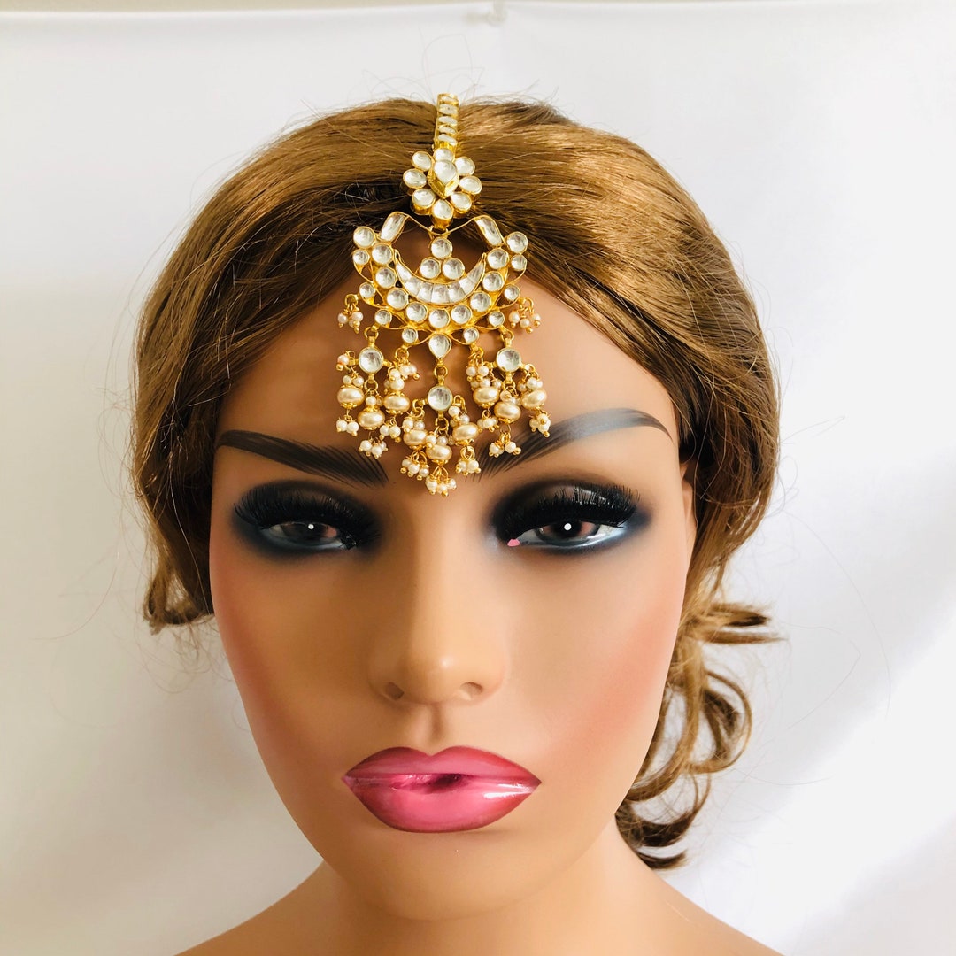 Buy Kundan Maang Tikka Sabyasachi Maangtika Indian Mang Tika Kundan  Jewelry Indian Wedding Kundan Golden Ruby Headpiece/ Maang Tika  Online
