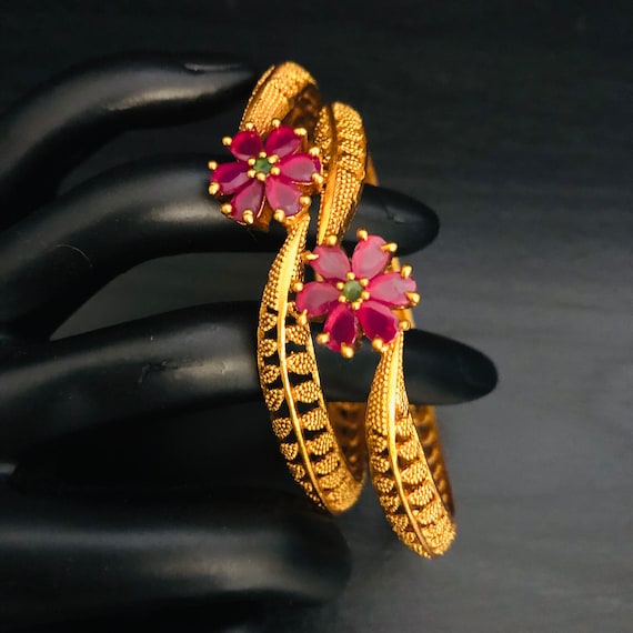 Golden Ruby Bangles Ruby Bangles 2.4 2.6 2.8 Pink Bangles Pair