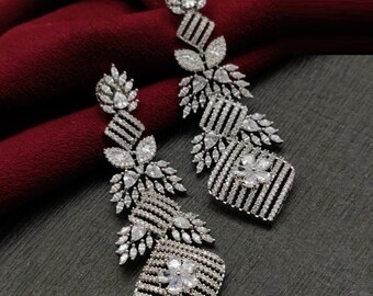 Roségouden CZ Indiase oorbellen, statement feestsieraden