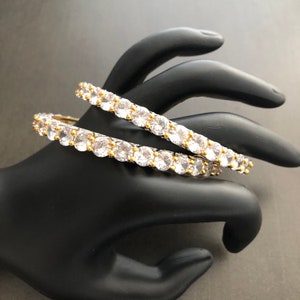 Golden Cubic Zirconia Bangles/CZ Bangles/American Diamond Bangles/2.2,2.4,2.6 CZ Bangles/Pair of 2 bangles/Cubic Zirconia Bangles
