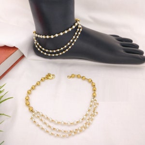 Kundan Payal/ Pearl Anklets/ Sabyasachi Payal/ Traditional Indian Pajeb/ Indian Jewelry/ Kundan Anklets/ Multilayer Anklets/ Polki Payal
