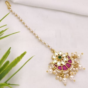 Kundan Jadau Mang Tika / Small Kundan Maang Tika / Rajwadi Bollywood Mang Tika / Bridal Mang Tika / Ruby Emerald Mang Tika / Punjabi Tikka