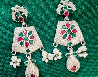 Brincos Jhumka de Prata Oxidada: Estilo Tribal Indiano de Bollywood