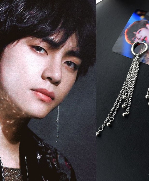 BTS Kim Taehyung V Dynamite Inspired Gold Pearl Earring 