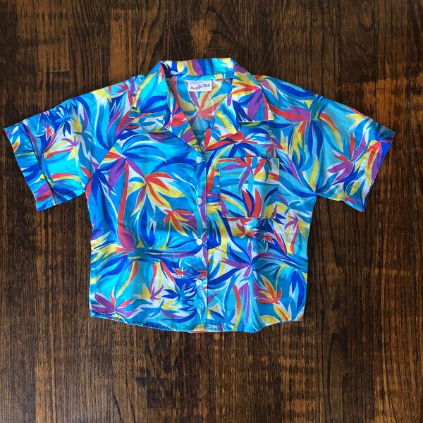 1980s Kids Bonnie Deb Hawaiian Print Shirt