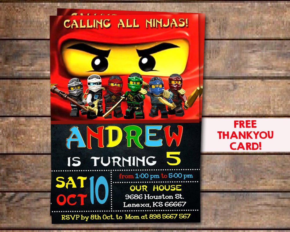 Ninjago Invitation Ninjago Invitations Ninjago Birthday Etsy