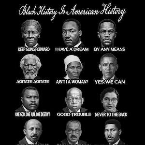 Black History Is American History Tee - Juneteenth Shirt - Civil Rights Icons - Rosa Parks MLK Malcolm X Obama Garvey Lewis More