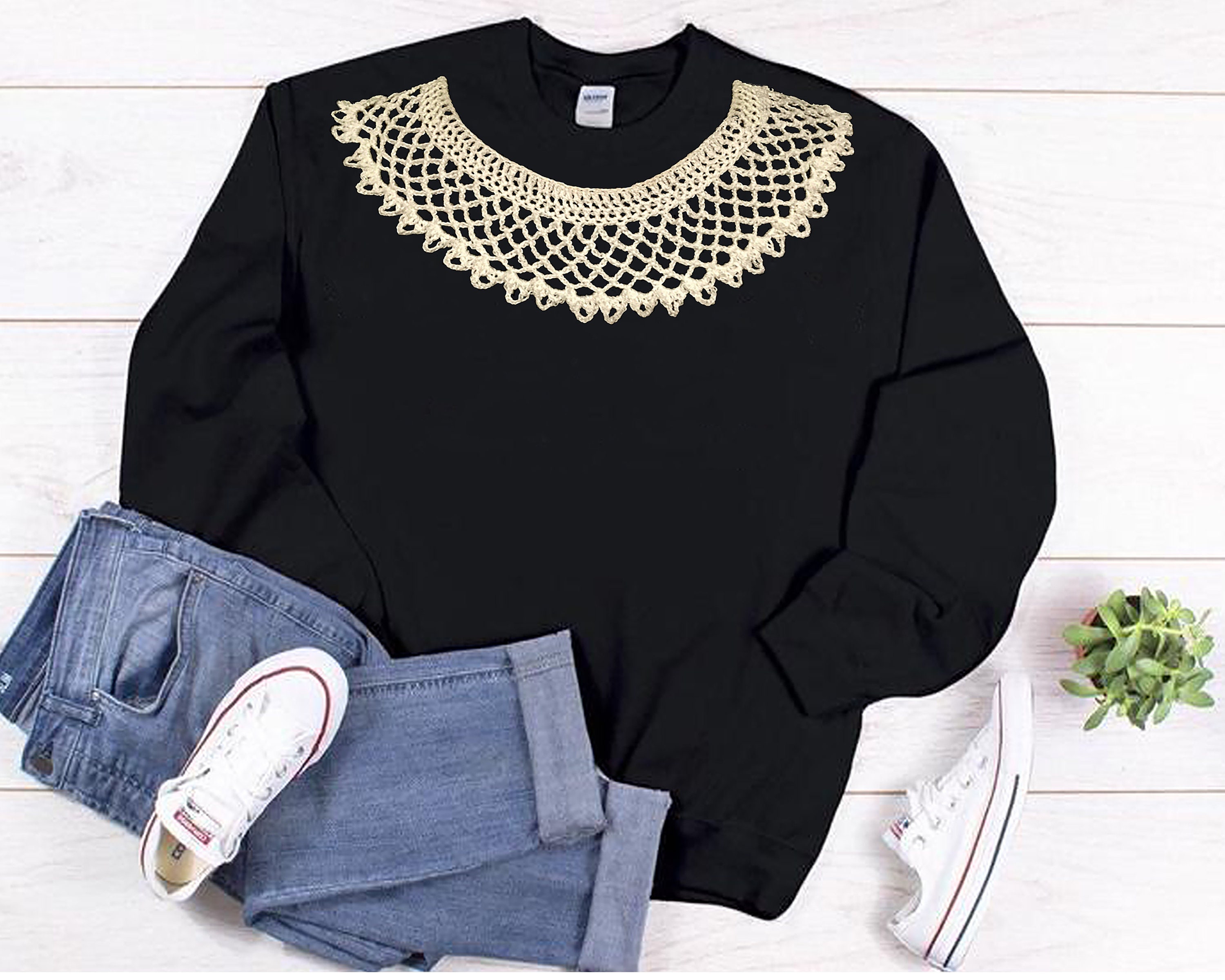 Rbg Collar Sweatshirt Etsy