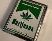 Marijuana Weed Cannabis Ganja 420 Pot Hemp Cigarette Case Business Card ID Holder Wallet