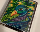 Beautiful Peacock Metal Cigarette Case Business Card ID Holder Wallet