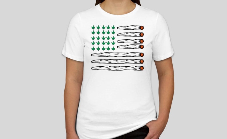 Cannabis Weed Pot Medical Marijuana 420 Red Ashes Flag Graphic T-Shirt USA Printed Cotton Unisex