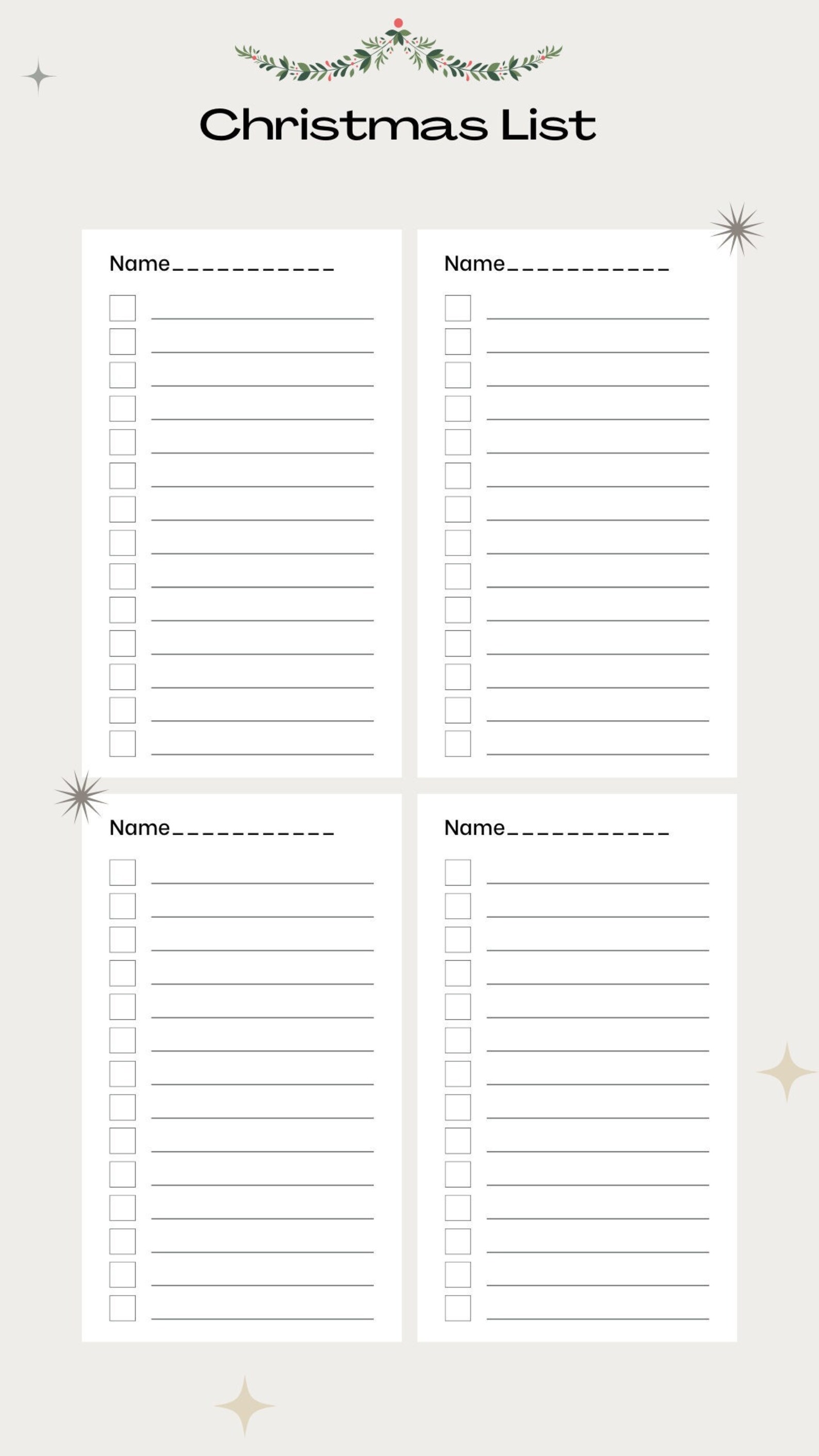 Christmas List Planner Printable Download Shopping - Etsy
