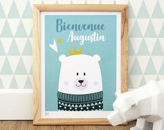 Affiche Bébé personnalisée - Ours