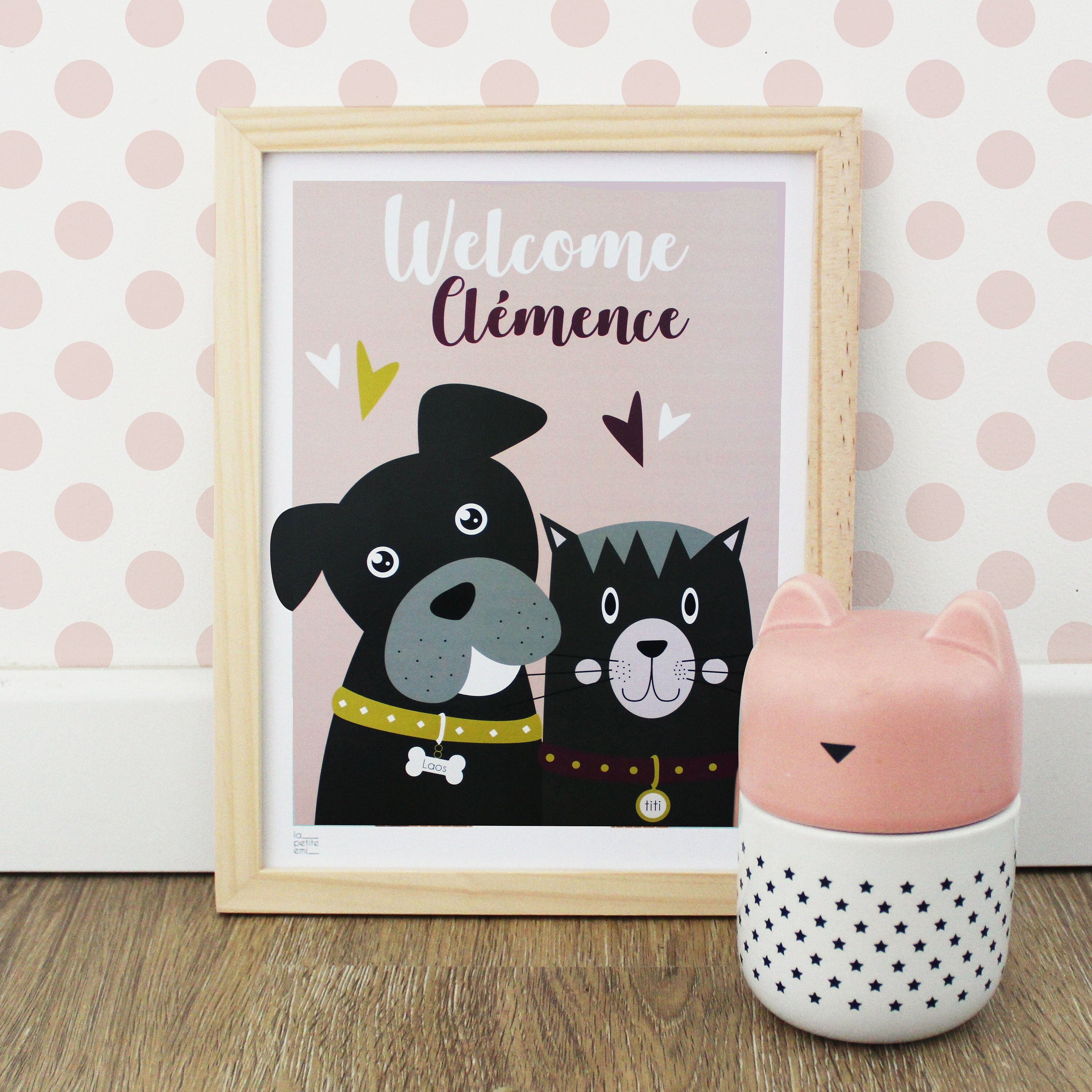 Affiche Bébé Personnalisée - Chien & Chat