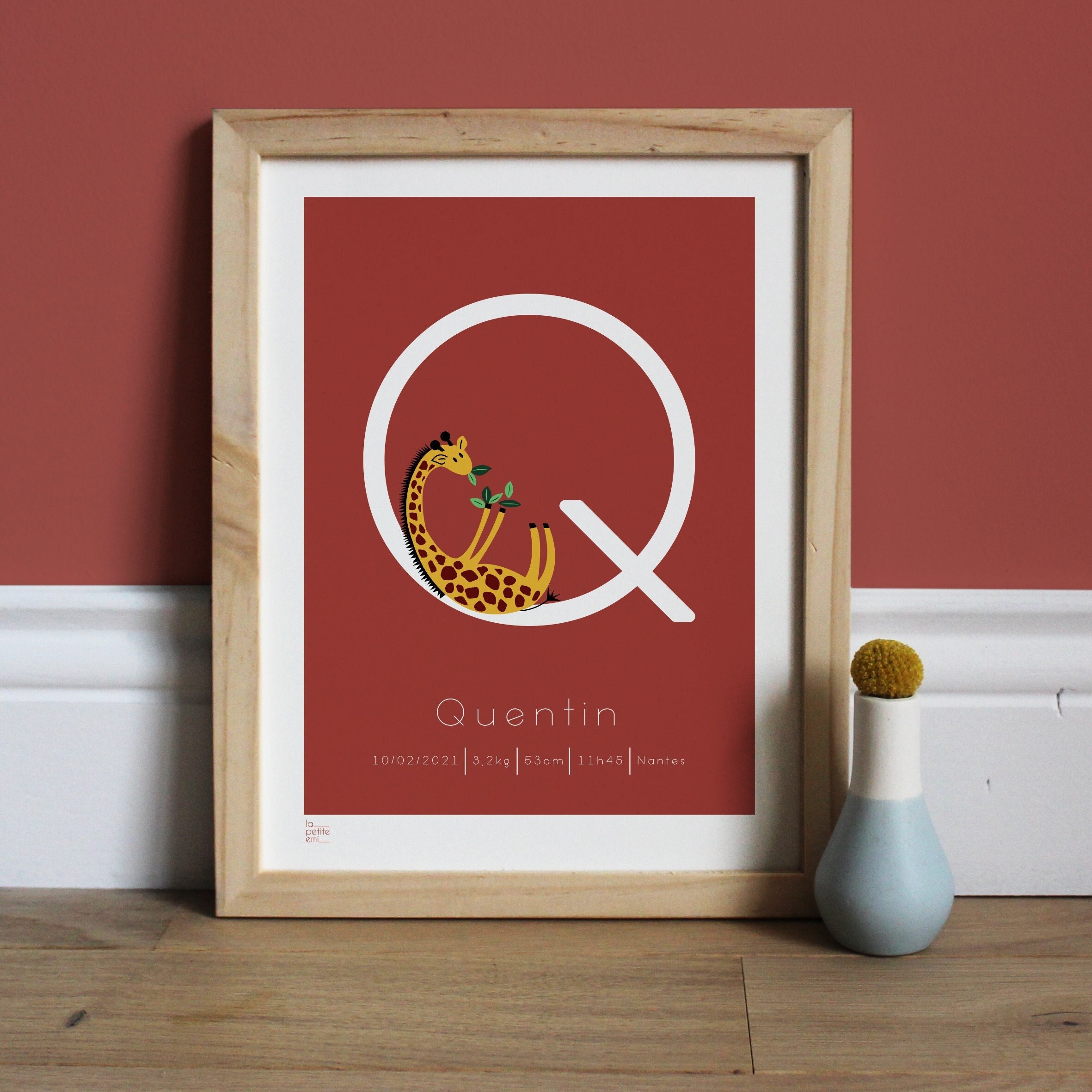 Affiche Bébé Lettre Alphabet - Girafe