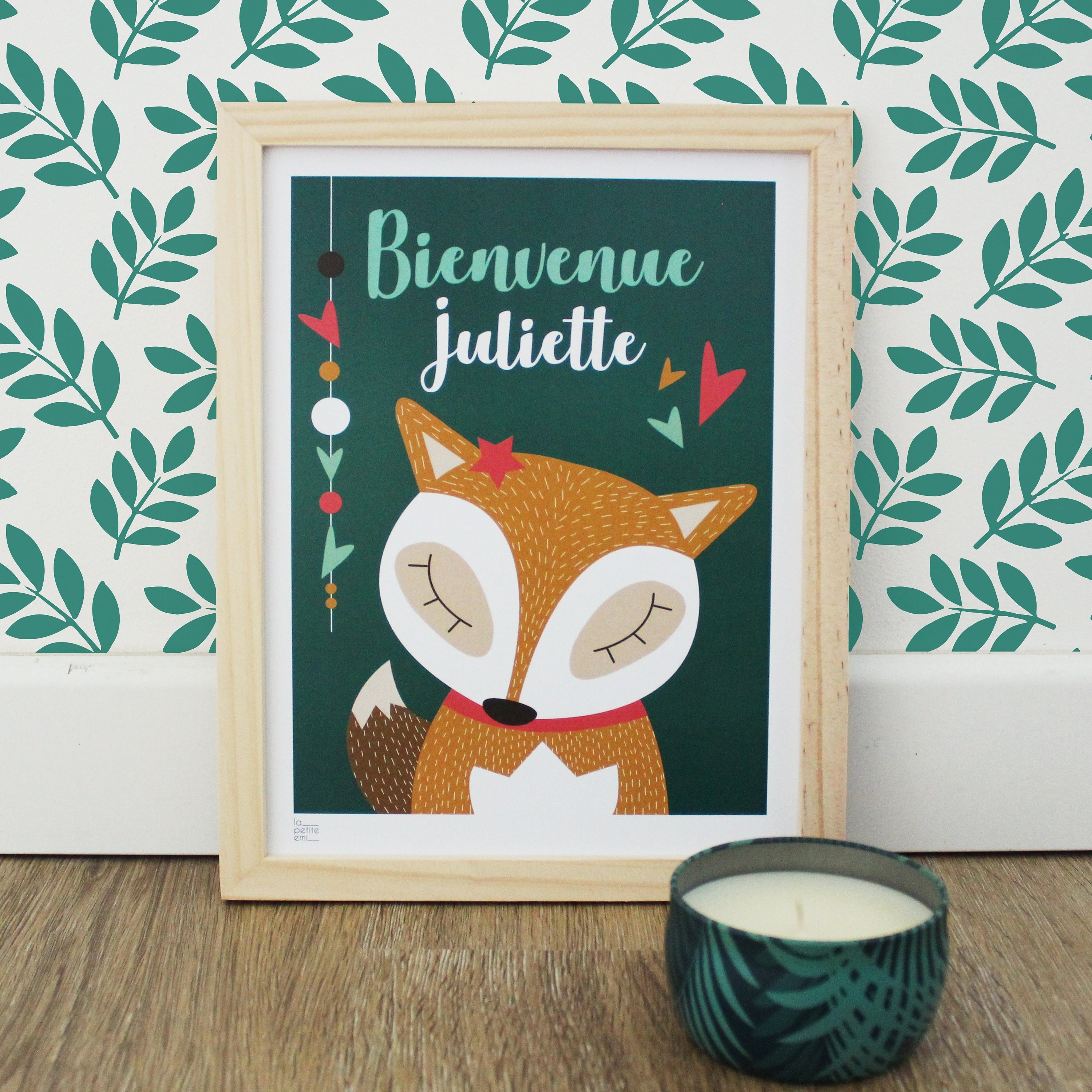 Affiche Bébé Personnalisée - Renard Fille