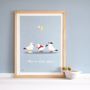 Affiche Bord de mer - Mouettes