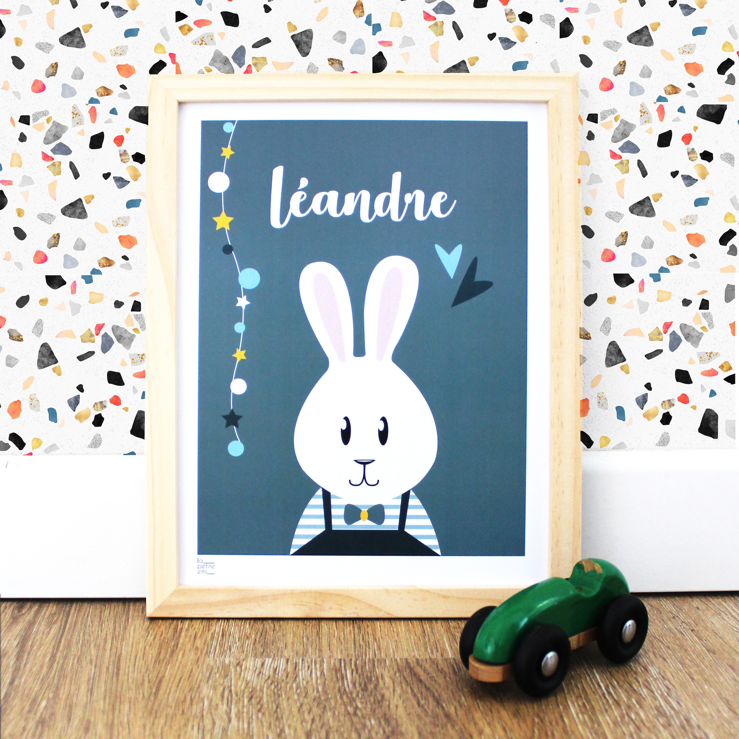 Affiche Bébé Personnalisée - Lapin Garçon