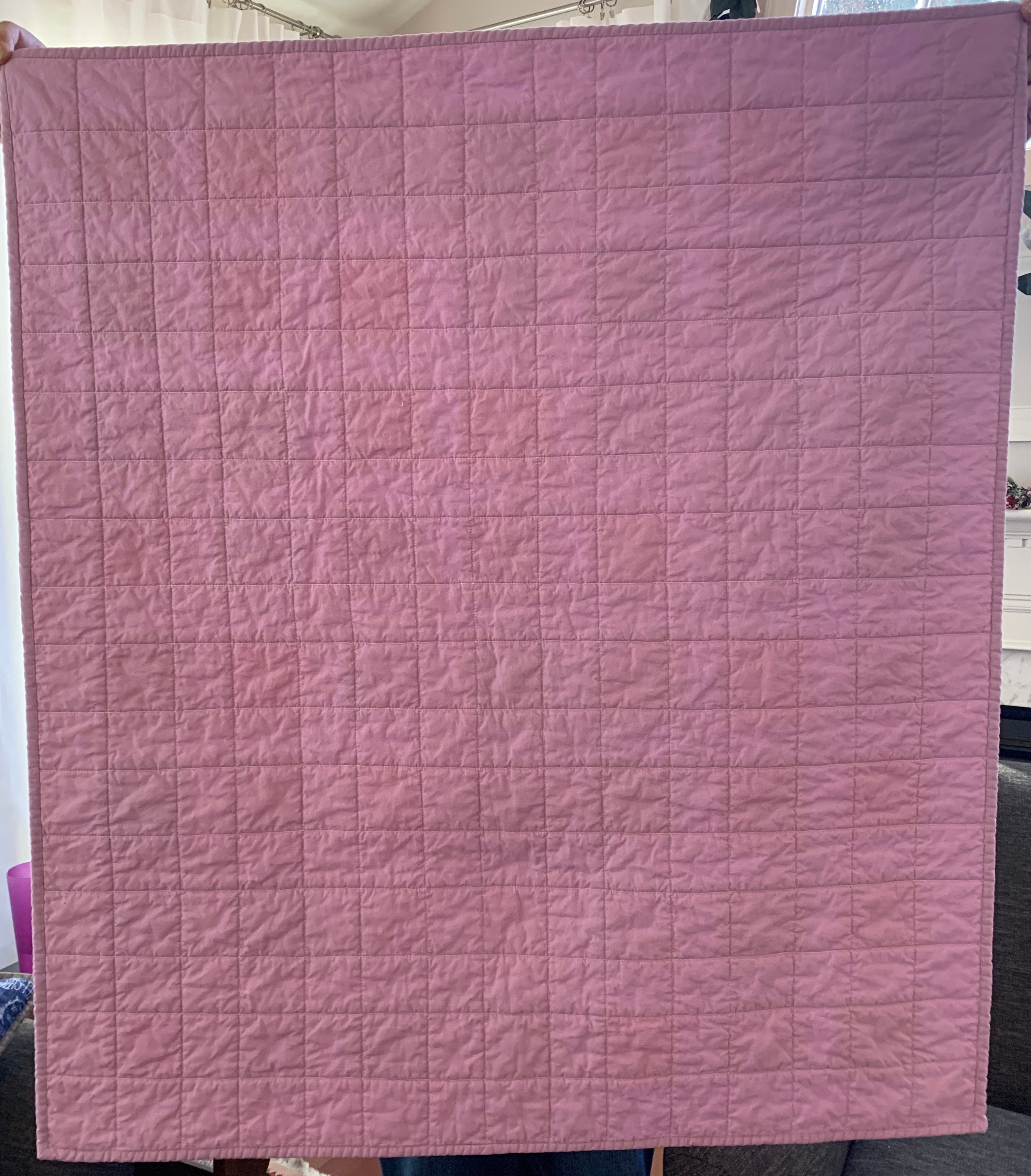 Handmade Pink and lavender Baby Quilt, cotton quilt, Baby Quilt, 27x42