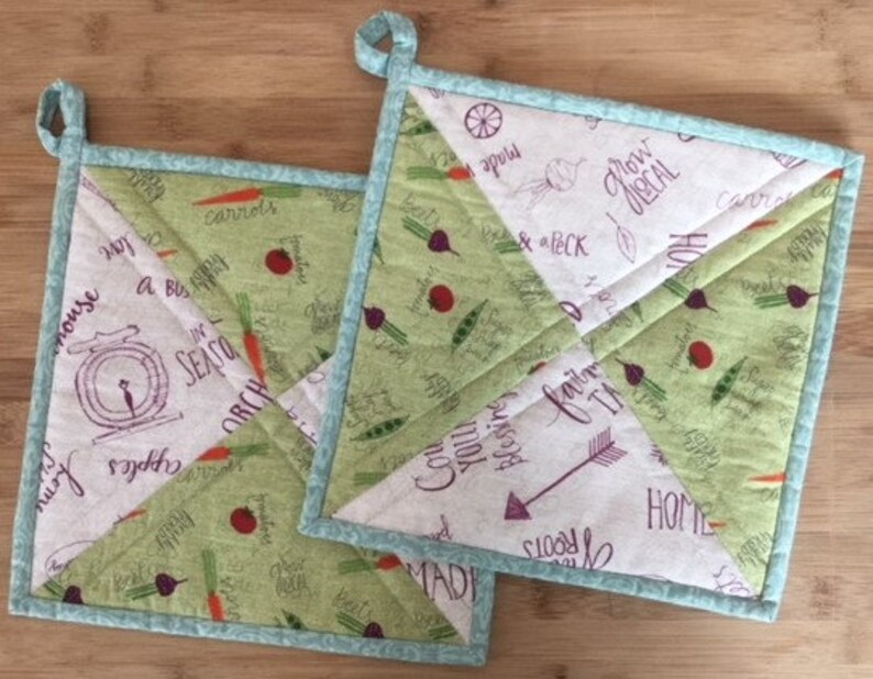 Quilted Pot Holders Handmade Pot Holders Freshly Picked Pot Etsy