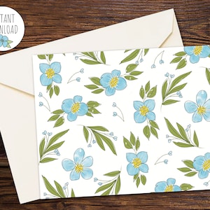 Cartões florais digitais e cartões postais - papelaria para impressão - download instantâneo