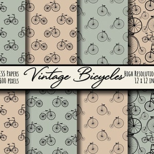 Vintage Bicycles Seamless Digital paper Pack Printable bicycle images