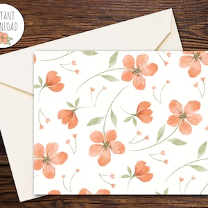 Printable Floral Notecards and Postcards-Digital Stationery-Instant Download