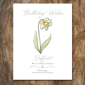 März Geburtsblume Druckbare Karte, Geburtsmonat Karte Geburtstagskarte, Sofort Download
