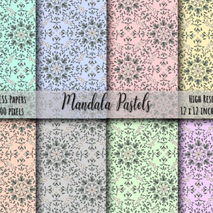 Pastel Mandala Seamless Digital paper Pack