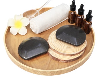 Master Massage 2-Piece Large Three Quarter Round Circle Circular Contour Hot Stones Set - Trigger Point and Acupressure Tools-Black