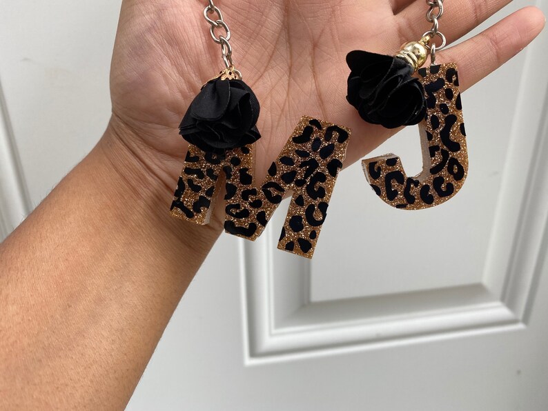 Leopard Print Glitter Keychain Resin Keychain Gifts for Her Etsy