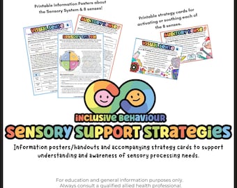 Sensory Processing Support Cards & Posters, Therapy Tool (Digital Download)