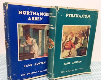 Northanger Abbey / Persuasion - 2 x Vintage Jane Austen - English Classic Literature Regency Romance Hardback Books 1950s Nelson & Son