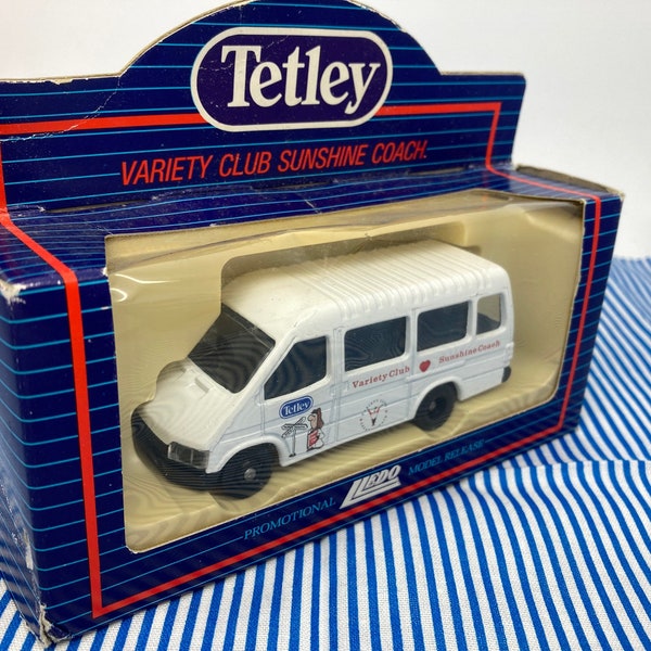 Vintage Die Cast Model Tetley Tea - Collectors Lledo Variety Club Sunshine Coach - Marketing Advertising Promotional Model Minibus