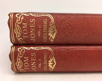 Tom Jones, the History of a Foundling - Vol I & II - 1930s Odhams Press - Vintage Hardback Book - Classic English Novel - Bookshelf Decor