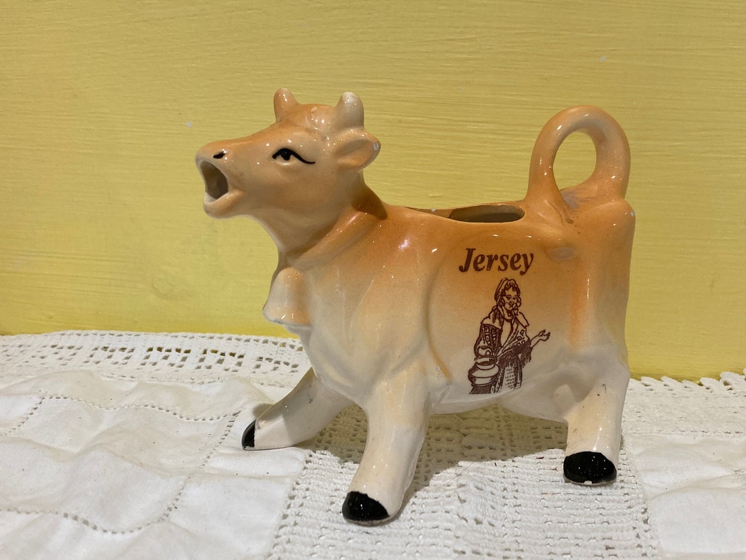 Vintage Jersey Cow Creamer Milk Jug Pourer Channel Islands Novelty Cow Tourist Souvenir 1960s A