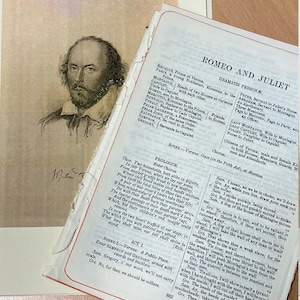 Shakespeare Crafting Scrapbooking Pages - Full Play Recycled Vintage 1890 William Shakespeare Book Shakspeare Romeo Much Ado Merry Wives