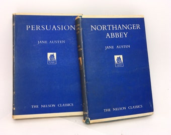 Northanger Abbey & Persuasion - 2 x Vintage Jane Austen - English Classic Literature Regency Romance Hardback Books 1943 The Nelson Classics