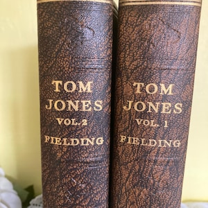 Tom Jones, the History of a Foundling - Vol I & II - 1930s Brown Faux Leather - Odhams Press - Vintage Hardback Book - Classic English Novel