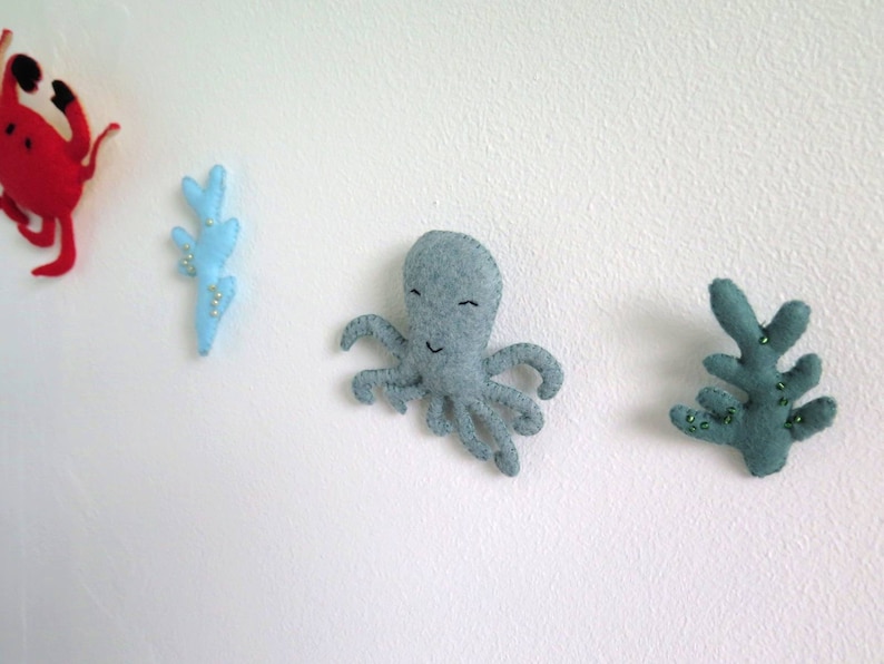 Felt Sea Creature Garland Sea Creature Octopus Felt Sea Turtle Sea Life Nursery Nursery Decor Felt Whale Felt Crab Nursery
